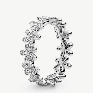 Pandora Silver Daisy Flower Ring with Clear Stones